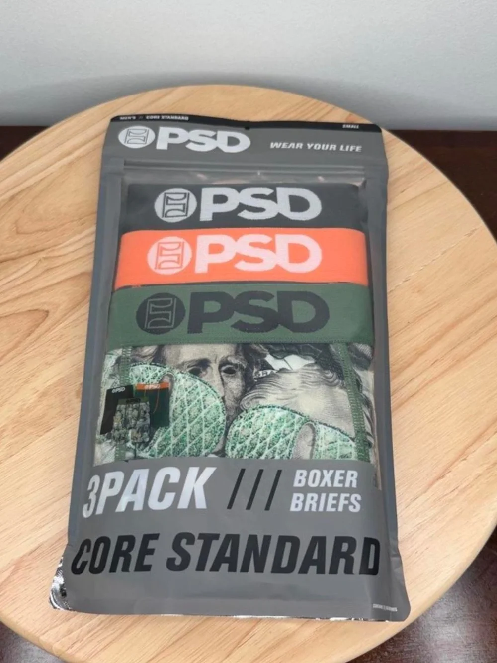 PSD 3 Pack Core Standard Boxer Briefs Money Gang Green/Black Size Small NEW